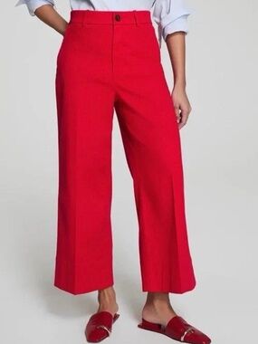 SPANX Supersmooth Cropped Wide Leg Pant in Red